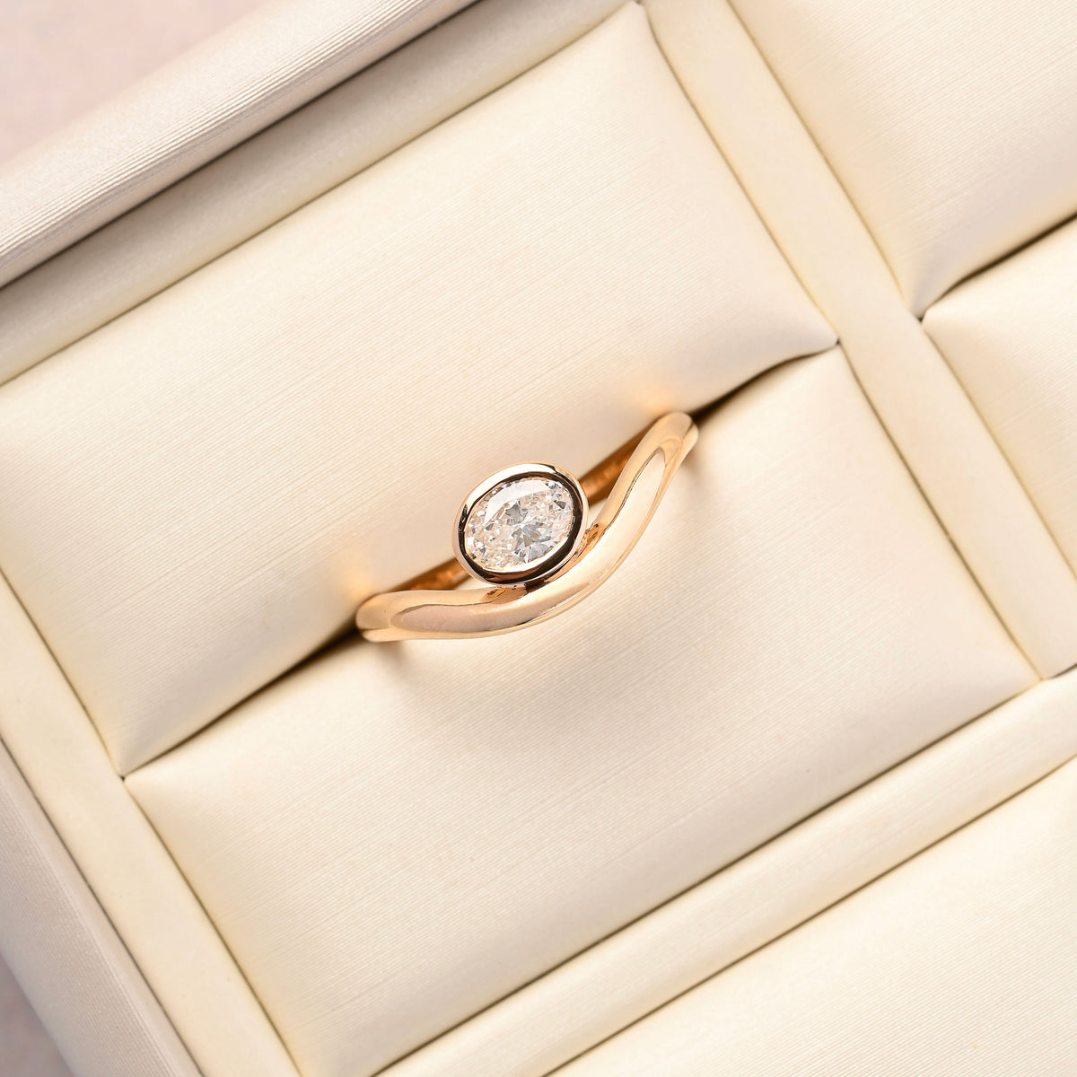 Oval Diamond Pinky Ring