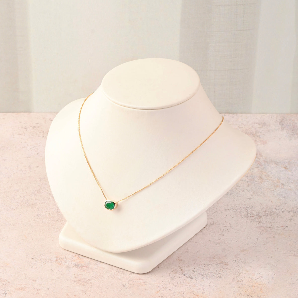 Oval Emerald Bezel-Set Pendant
