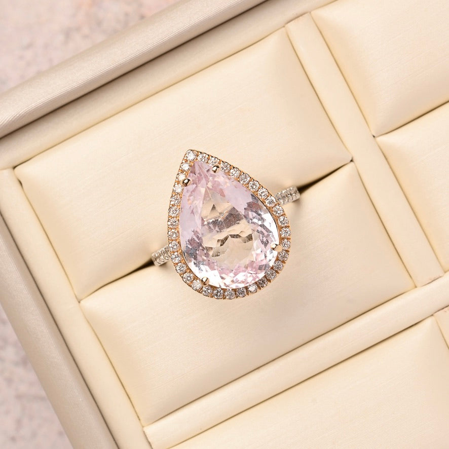 Pear Shape Kunzite Ring
