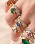 Bezel-Set oval Emerald and Diamond Ring