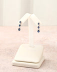 Triple Sapphire Halo Drop Earrings