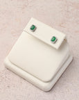 Emerald and Diamonds Halo Studs