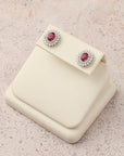 Double Halo Ruby Studs