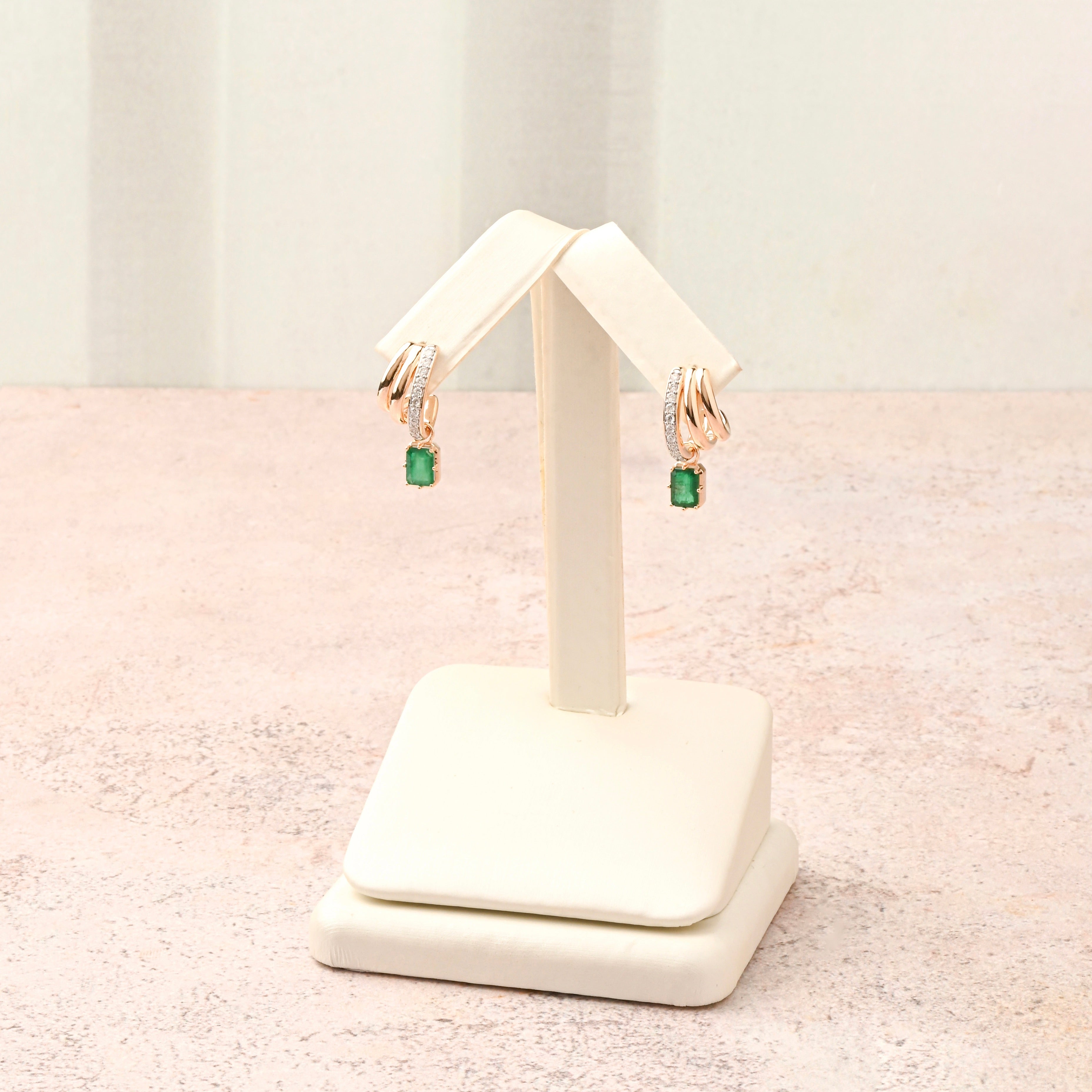 Emerald Diamond Claw Earrings