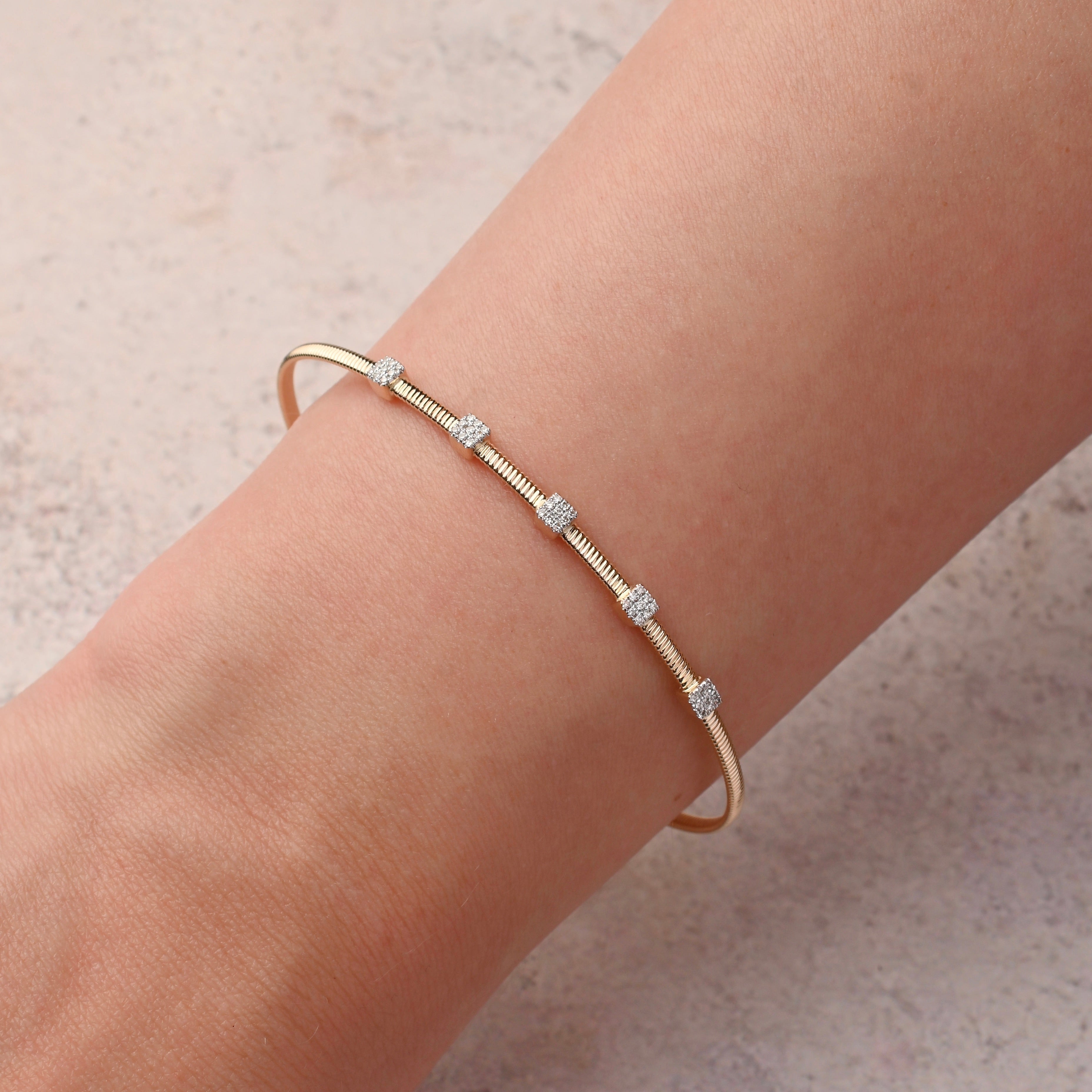 Delicate Bangle Bracelet With Chain