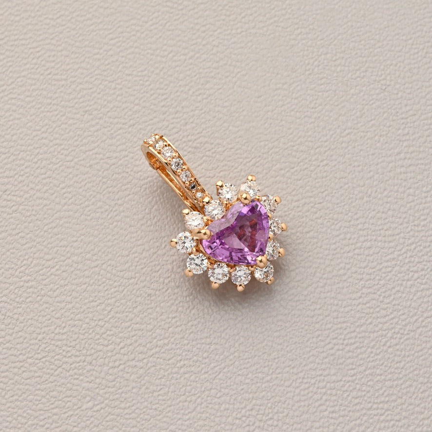 Heart Shaped Pink Saphire Pendant