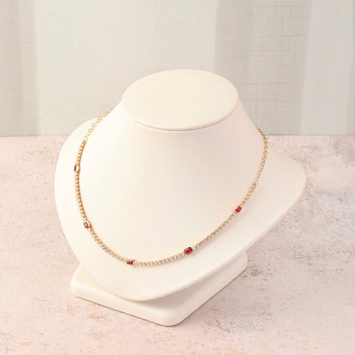 Diamond and Ruby Bezel Choker