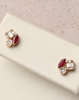 Diamond Baguette and Ruby Mini Studs