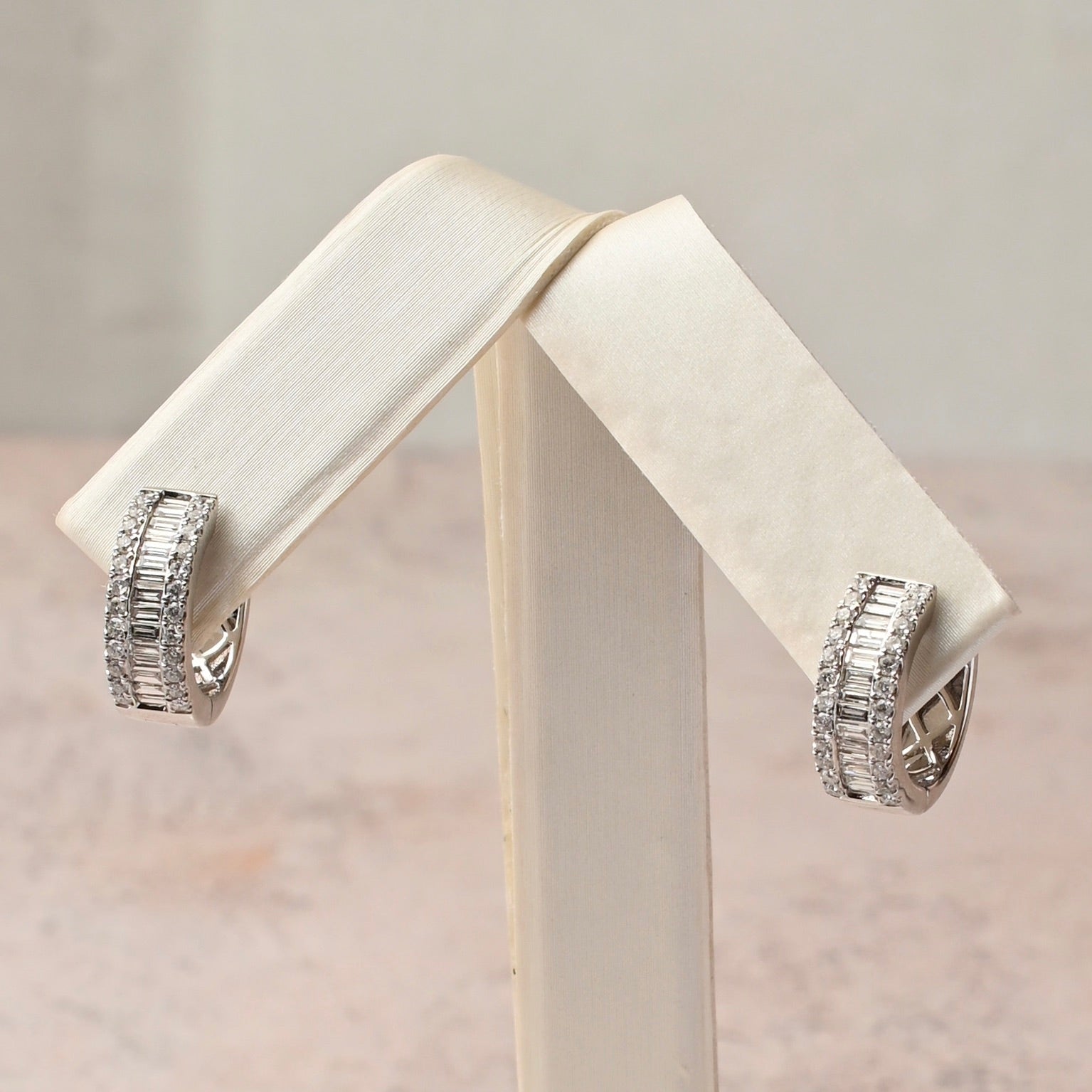 Diamond Baguette Hoops