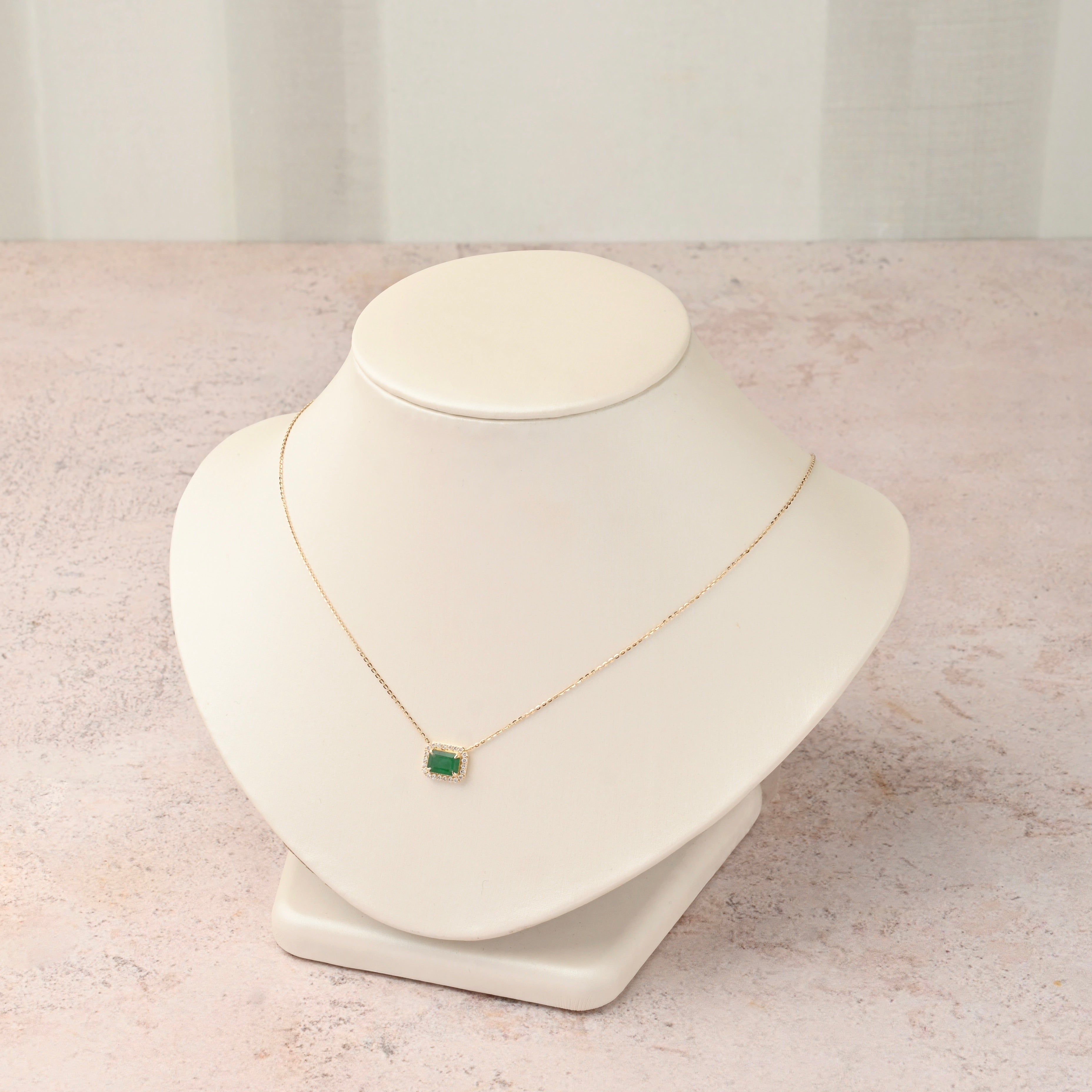 Emerald and Diamonds Halo Pendant