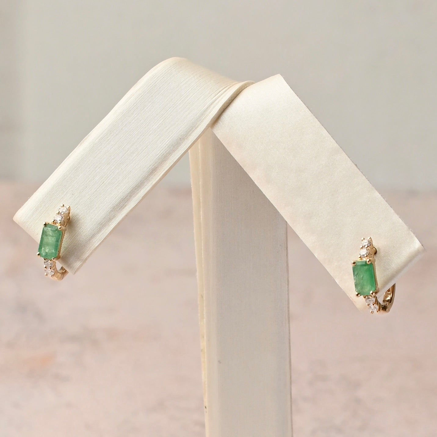 Mini Emerald Hoops