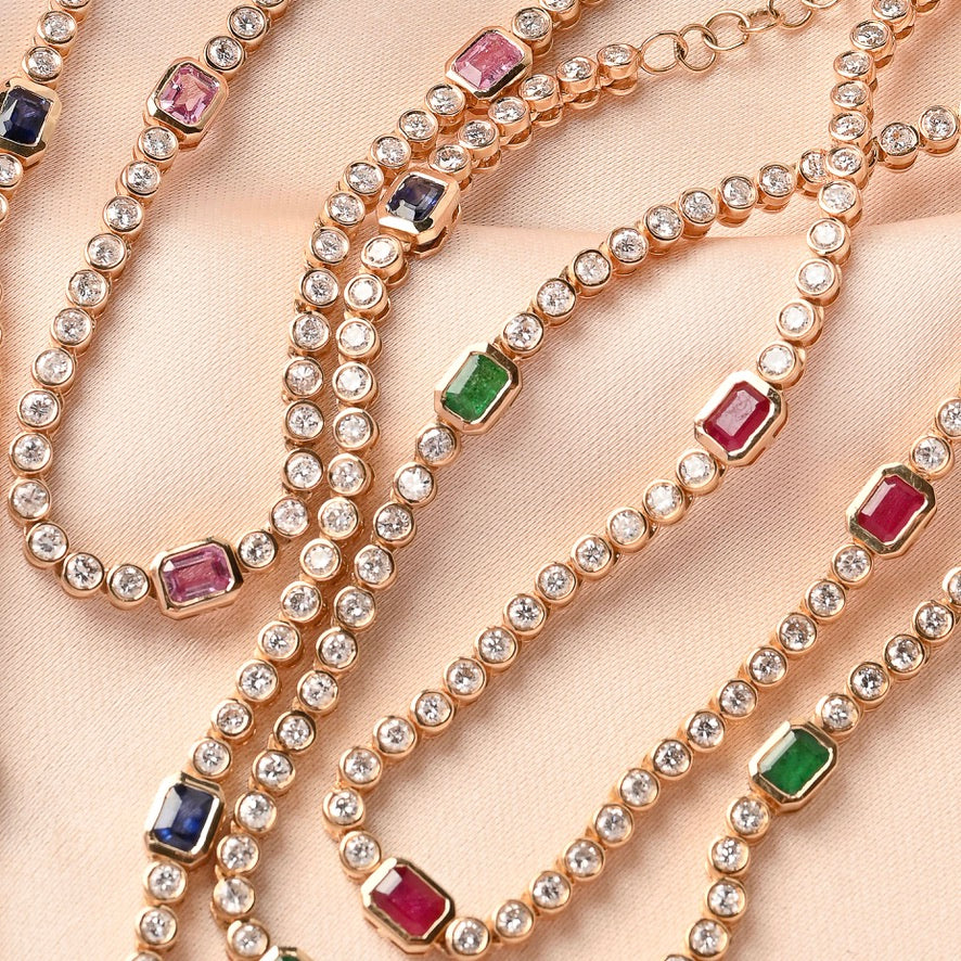 Diamond and Emerald Bezel Choker