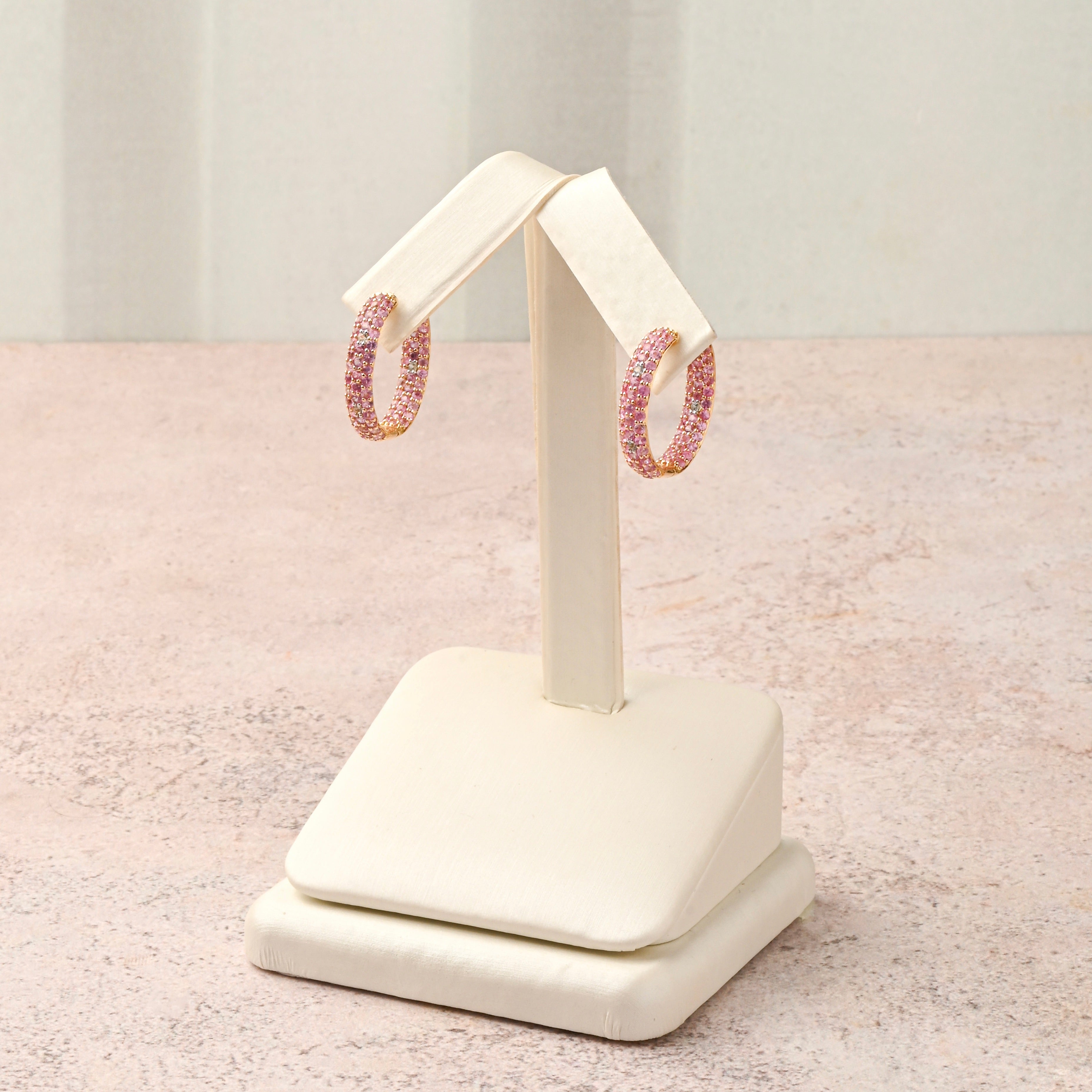 Pave Pink Sapphire Hoops