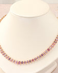 Pink Sapphire Oval Bezel Necklace