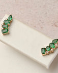 Irregular Cut Emerald Studs - 25526950