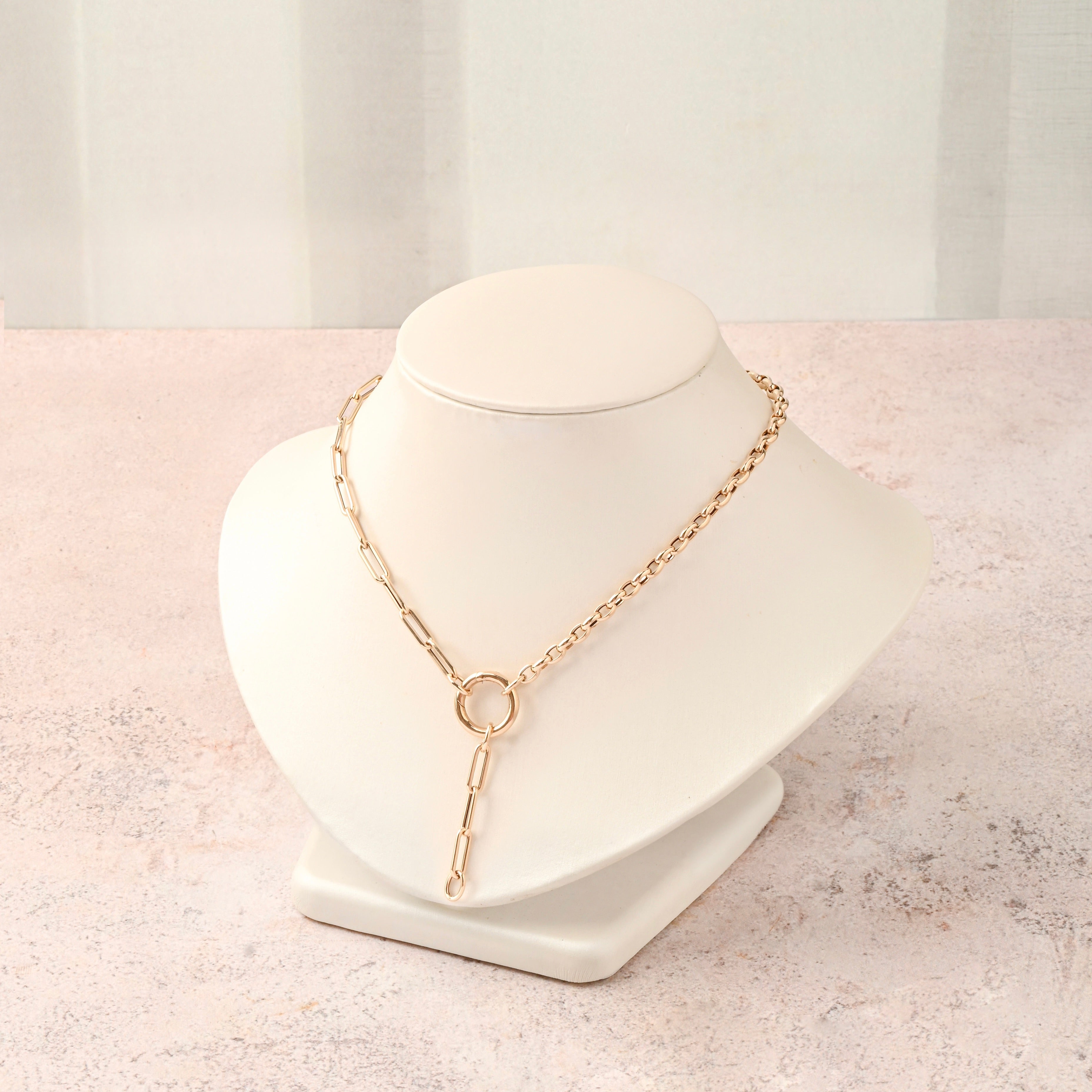 Half Oval Rolo Paperclip Necklace