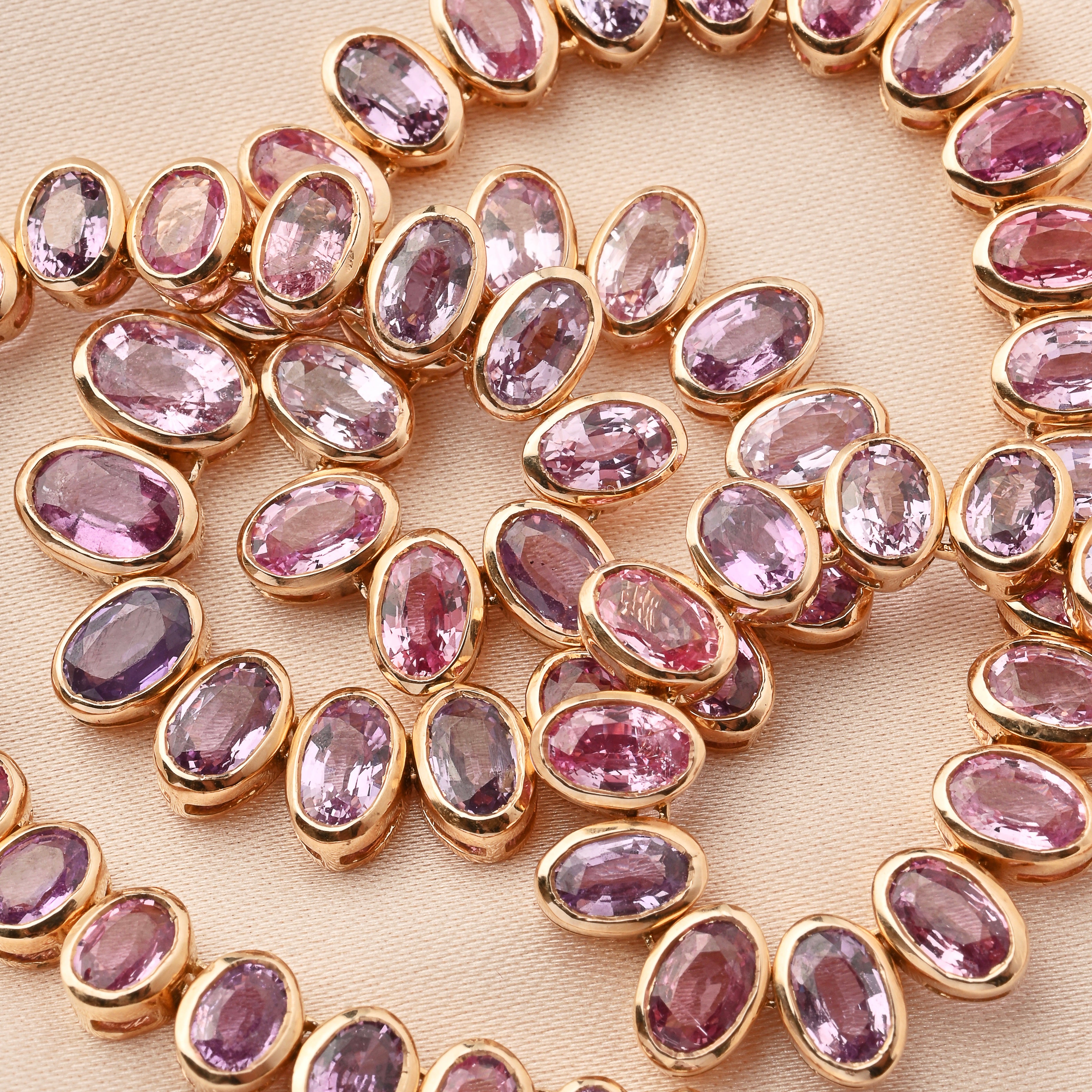 Pink Sapphire Oval Bezel Necklace