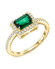 Anillo Halo y Esmeralda