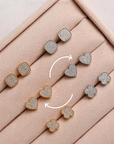 Arete stud corazón pave cuentas alrededor