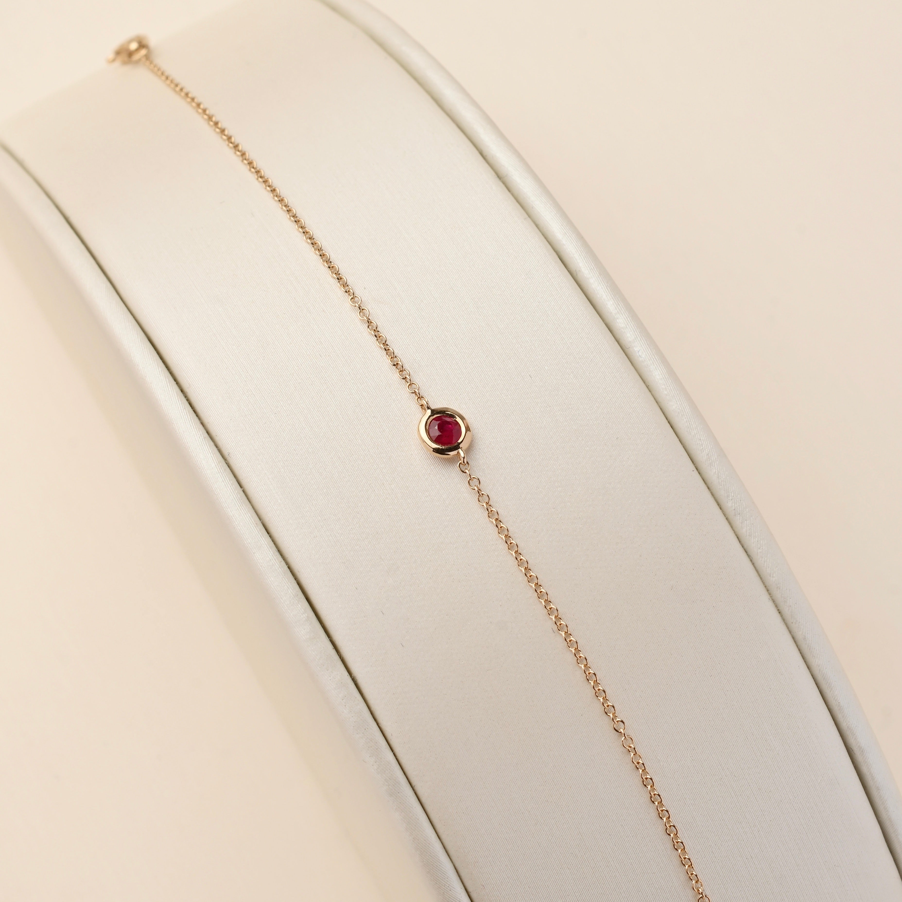 Ruby Bezel Delicate Bracelet