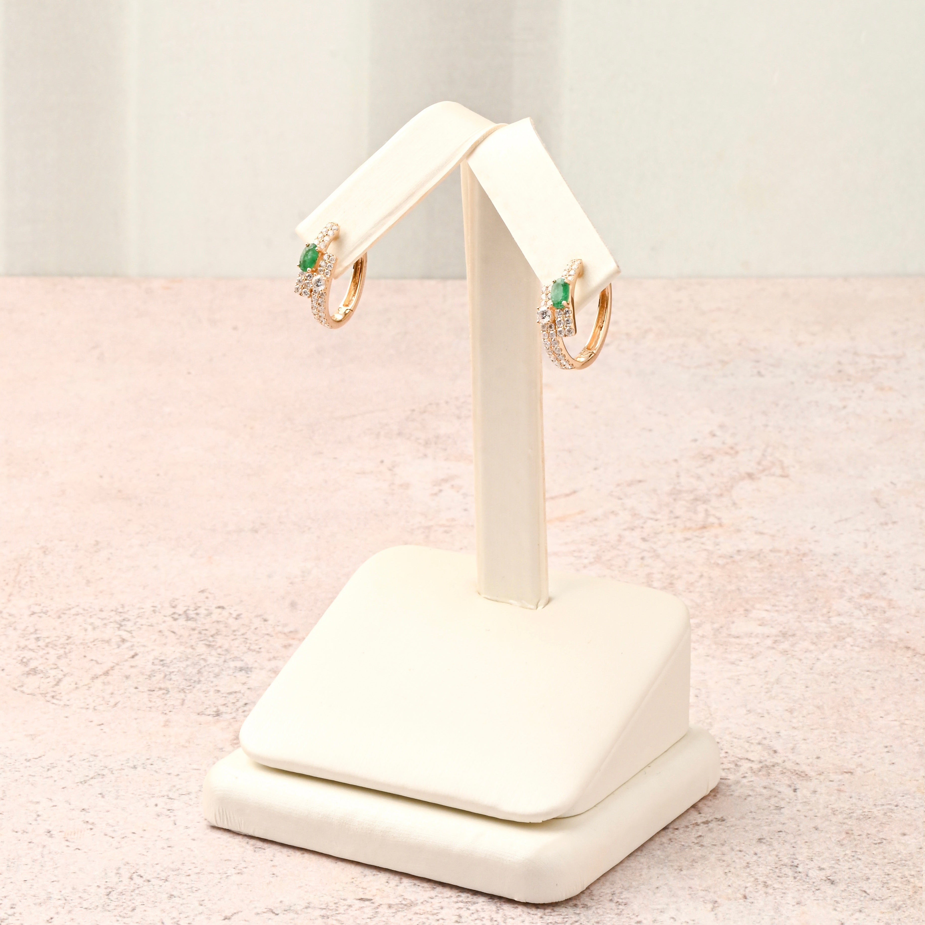 Oval Emerald Pavé Hoop Earrings