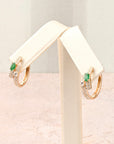 Oval Emerald Pavé Hoop Earrings