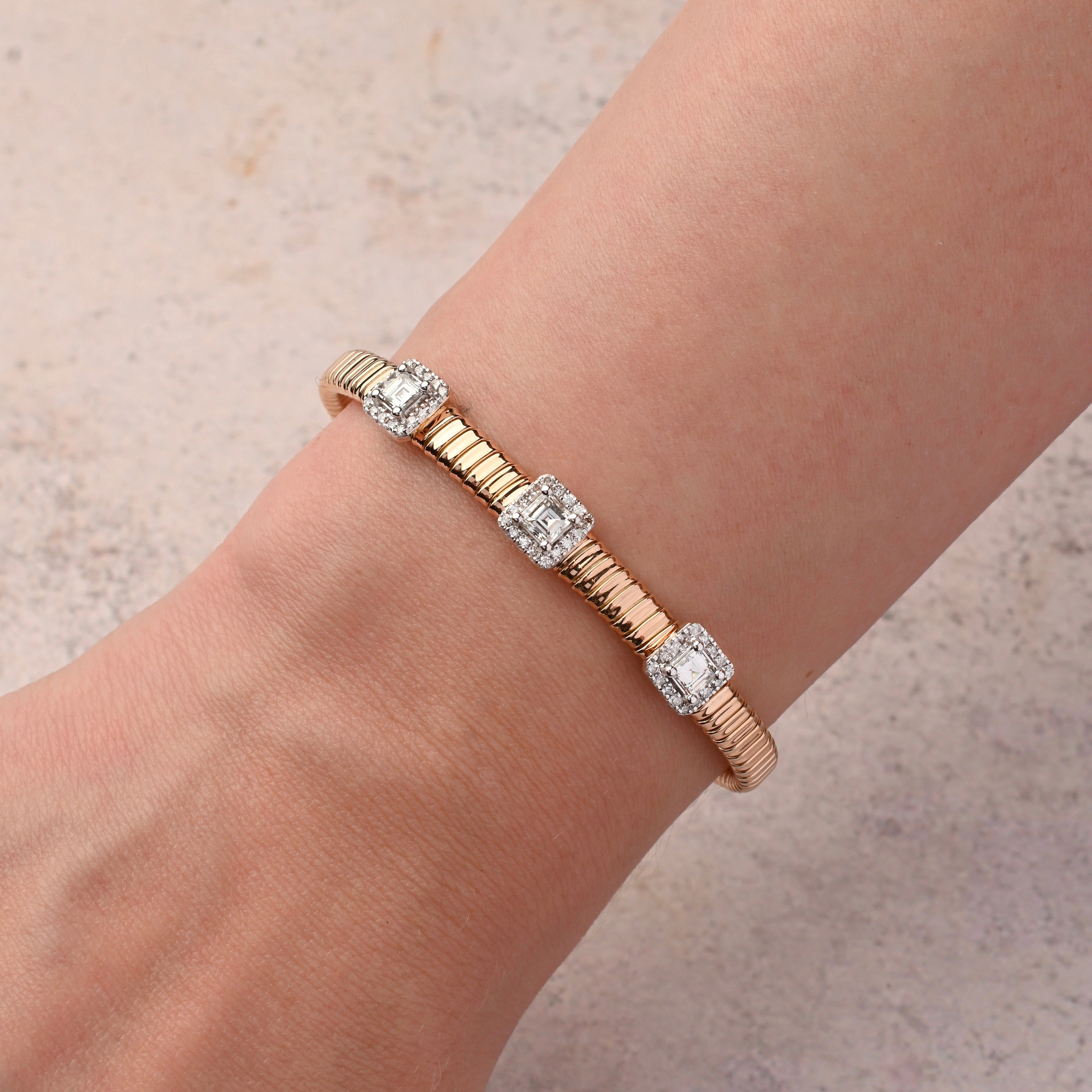 3 Diamond Baguette Bangle
