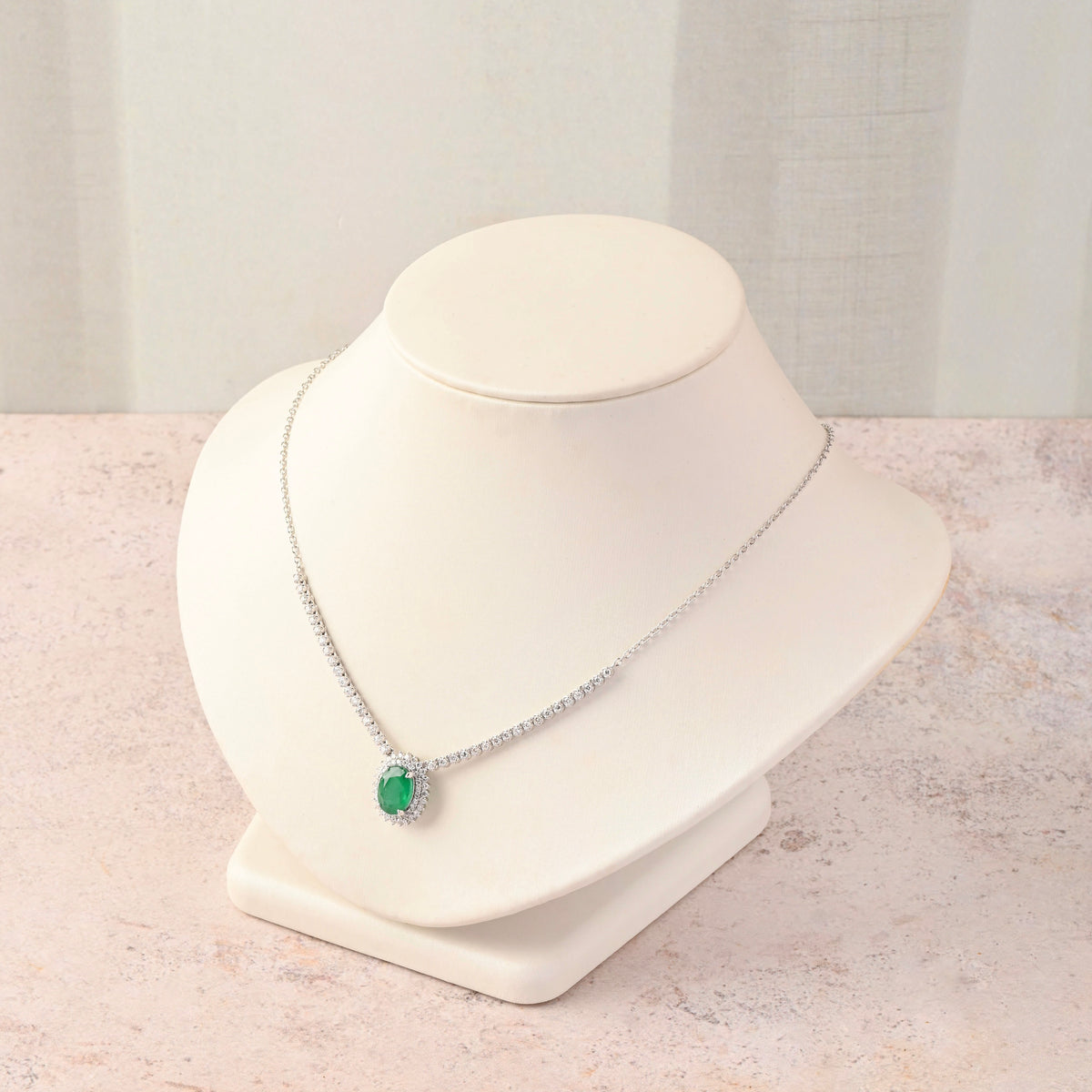 Emerald and Buttercup Diamond Necklace