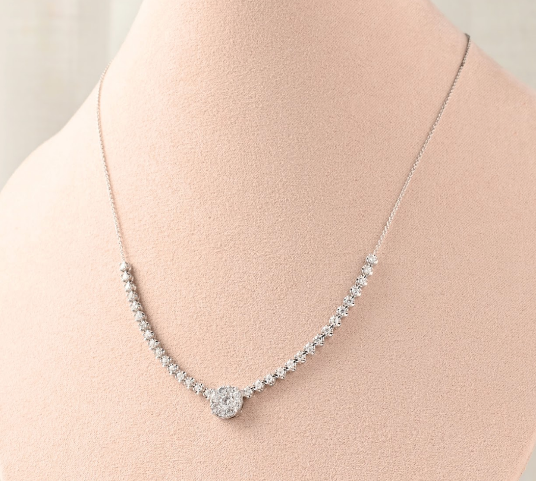 Choker Center Diamond Cluster Necklace
