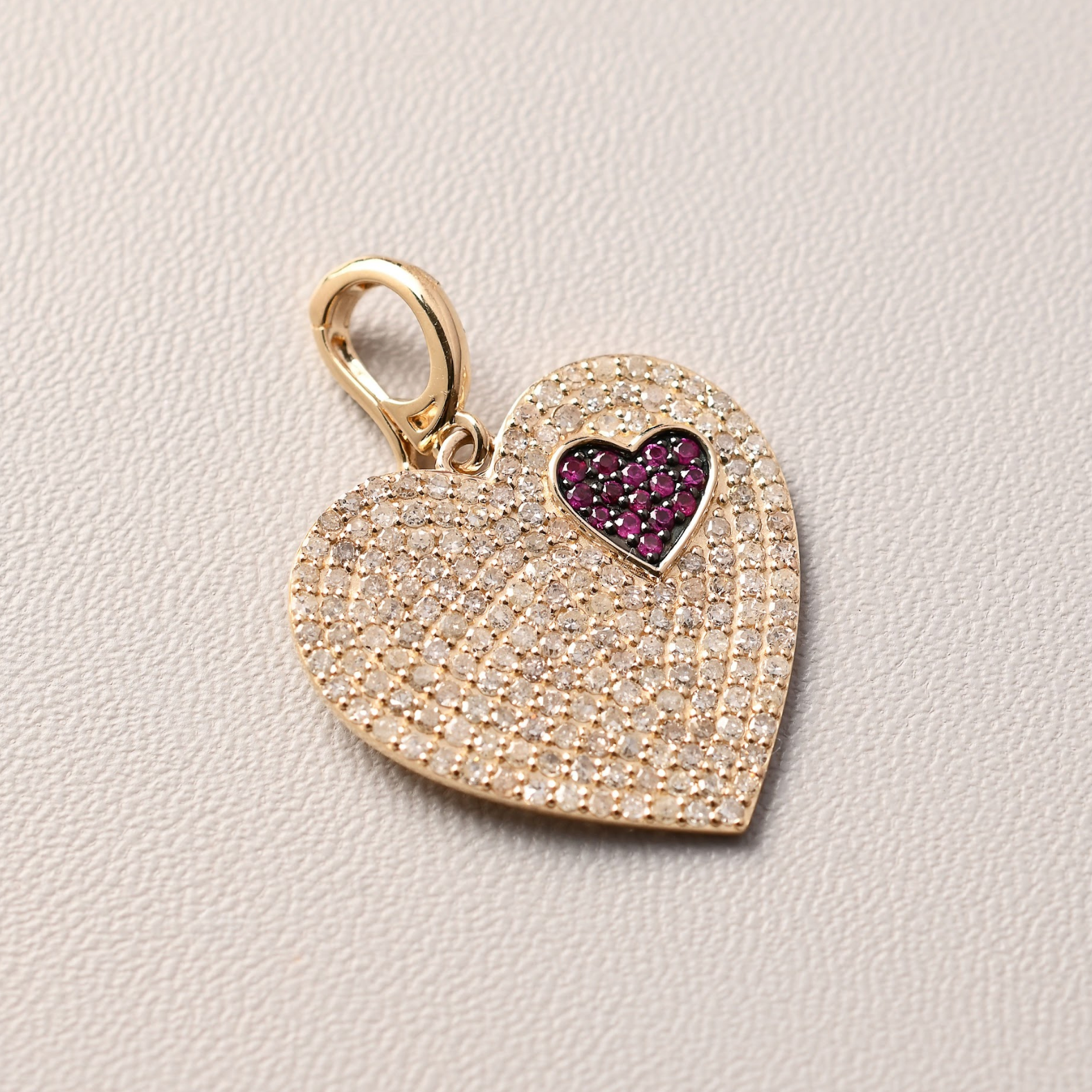 Pink Ruby Heart and Diamond Chain