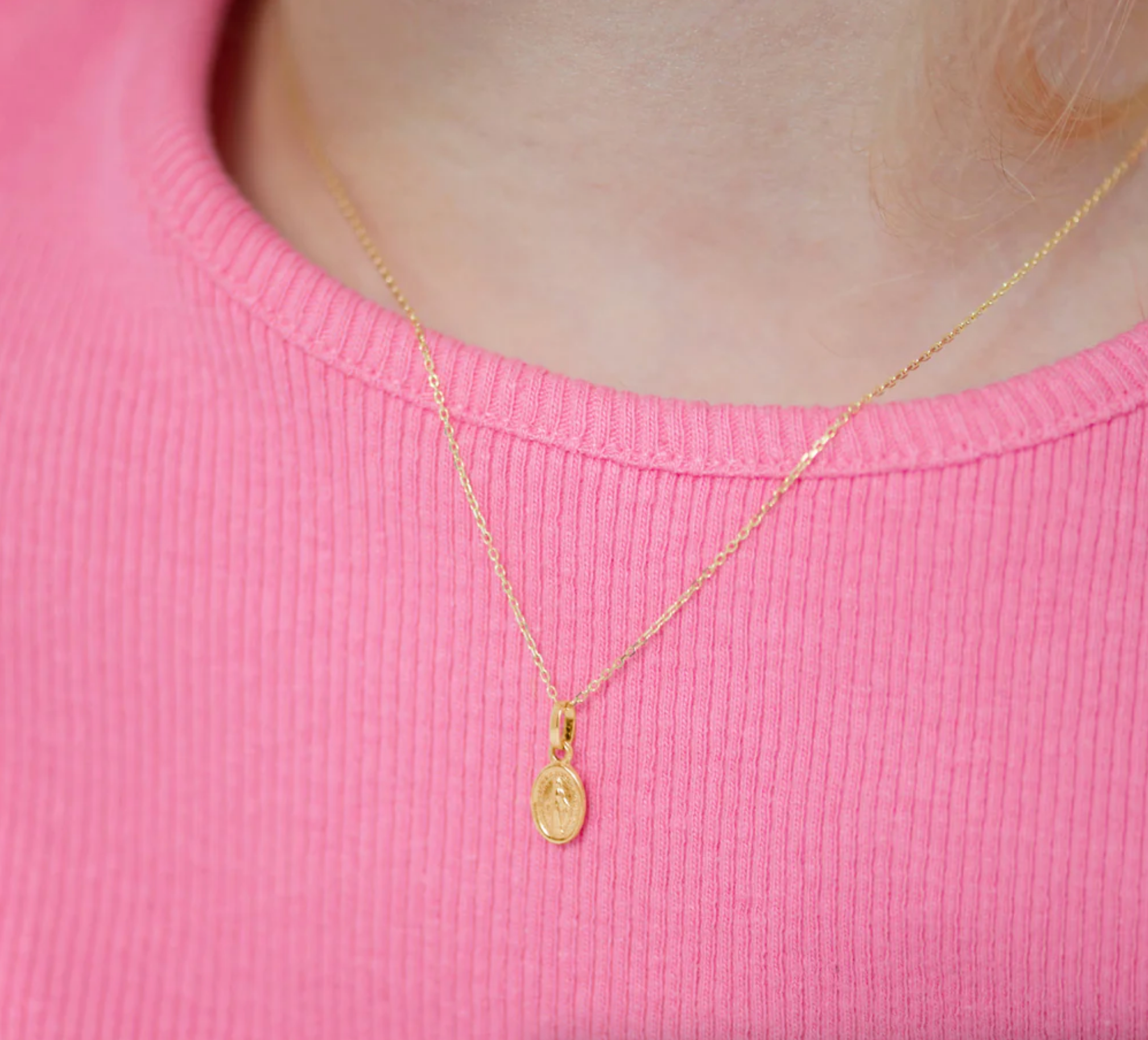 Mini tiny Oval Virgin Mary Kids Pendant