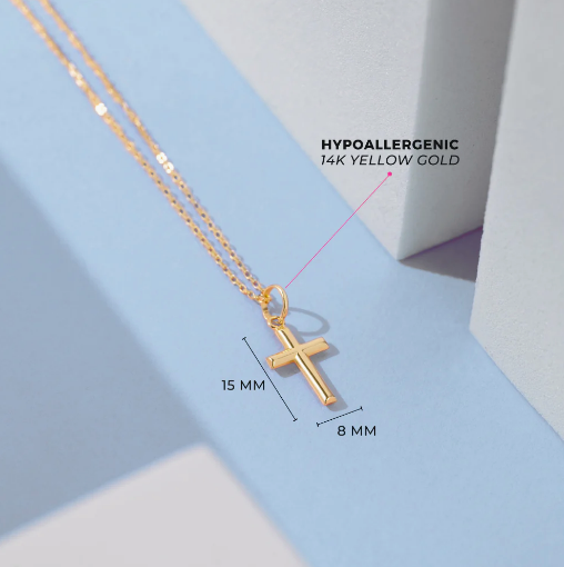 Mini Stick Cross Pendant Necklace