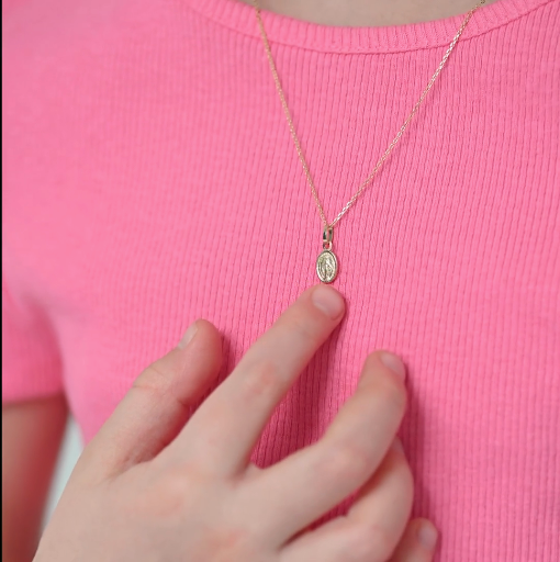 Mini tiny Oval Virgin Mary Kids Pendant