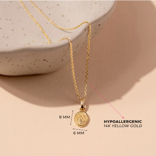 Mini tiny Oval Virgin Mary Kids Pendant