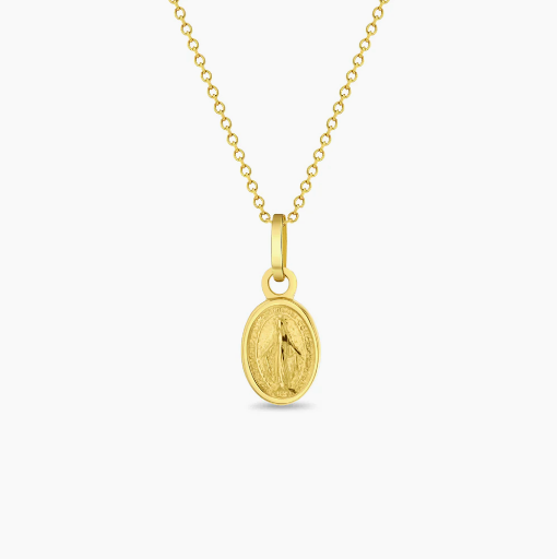 Mini tiny Oval Virgin Mary Kids Pendant