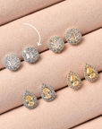 Stud baguette con halo tipo diamantes