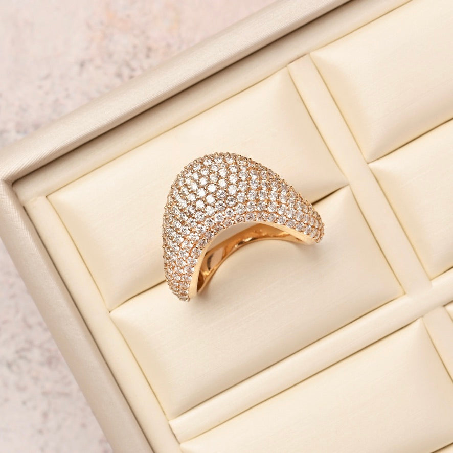 Chunky Curved Pavé Ring