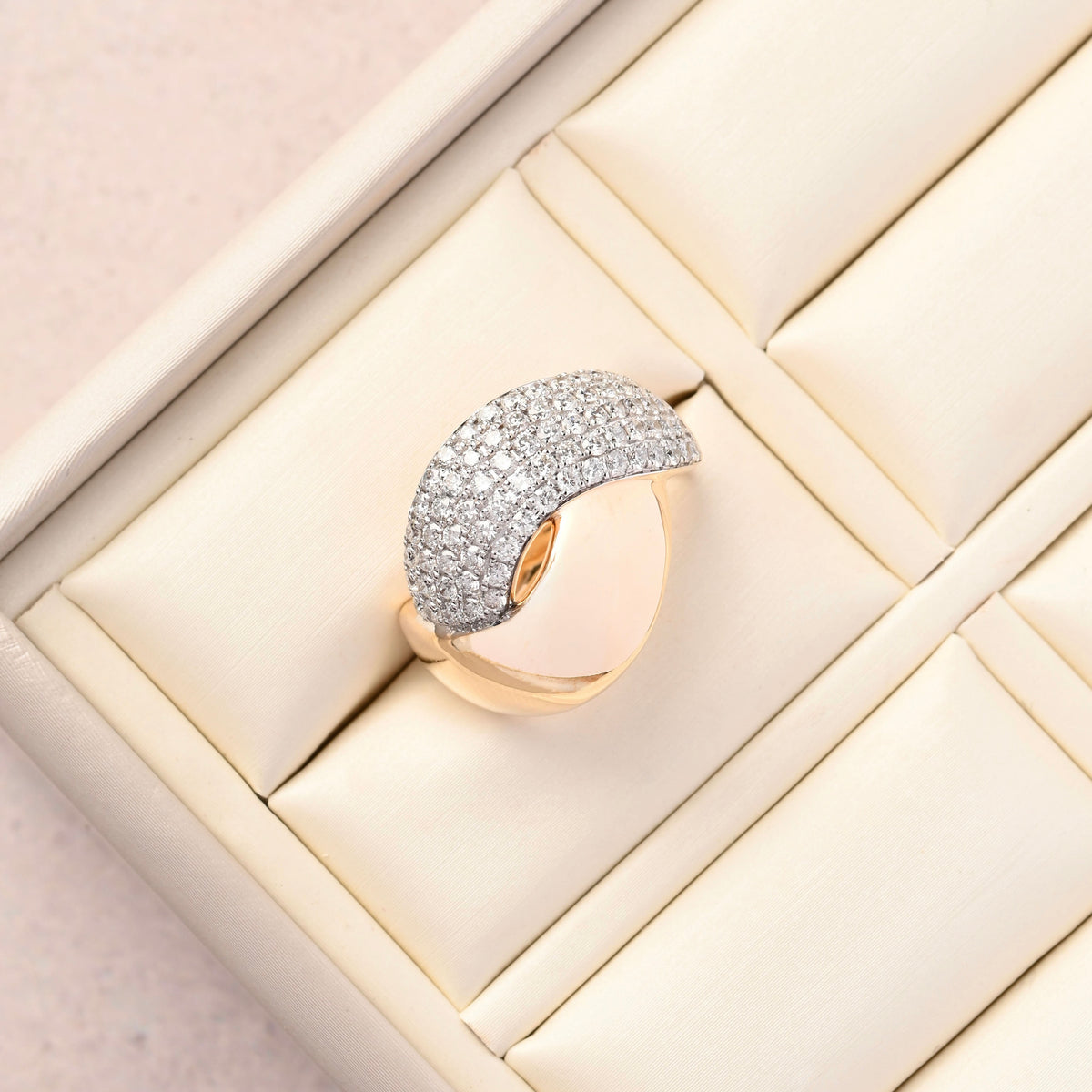 Gold Diamond Pave Chunky Ring