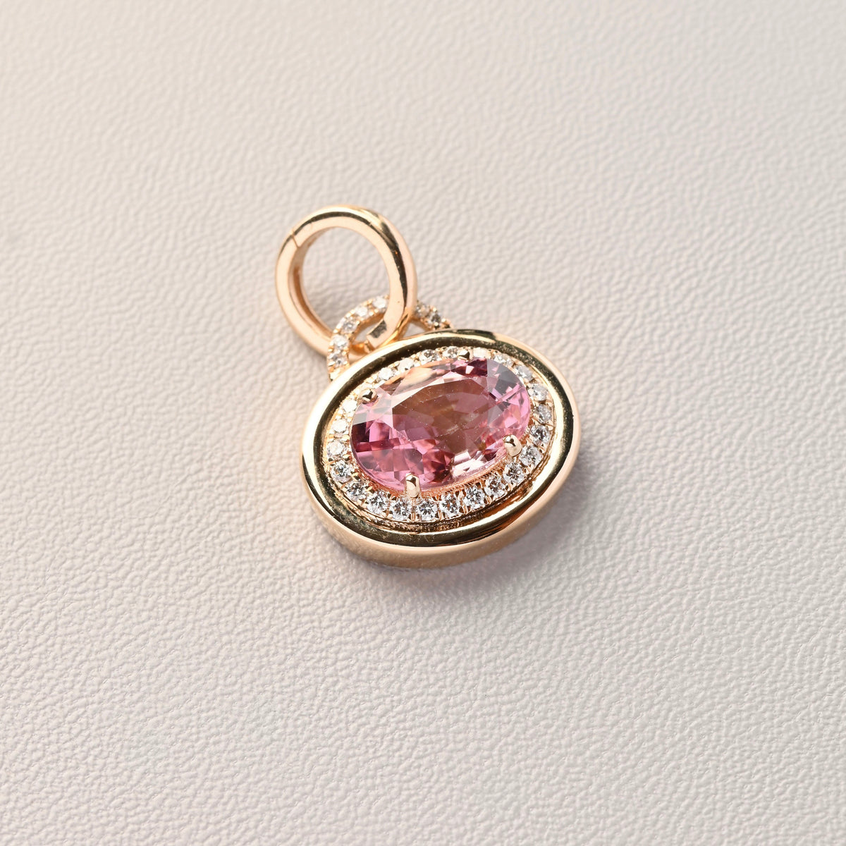 Tourmaline Oval Bezel and Diamond Halo Pendant