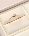 Bezel Pear Pink Sapphire & Diamond Ring