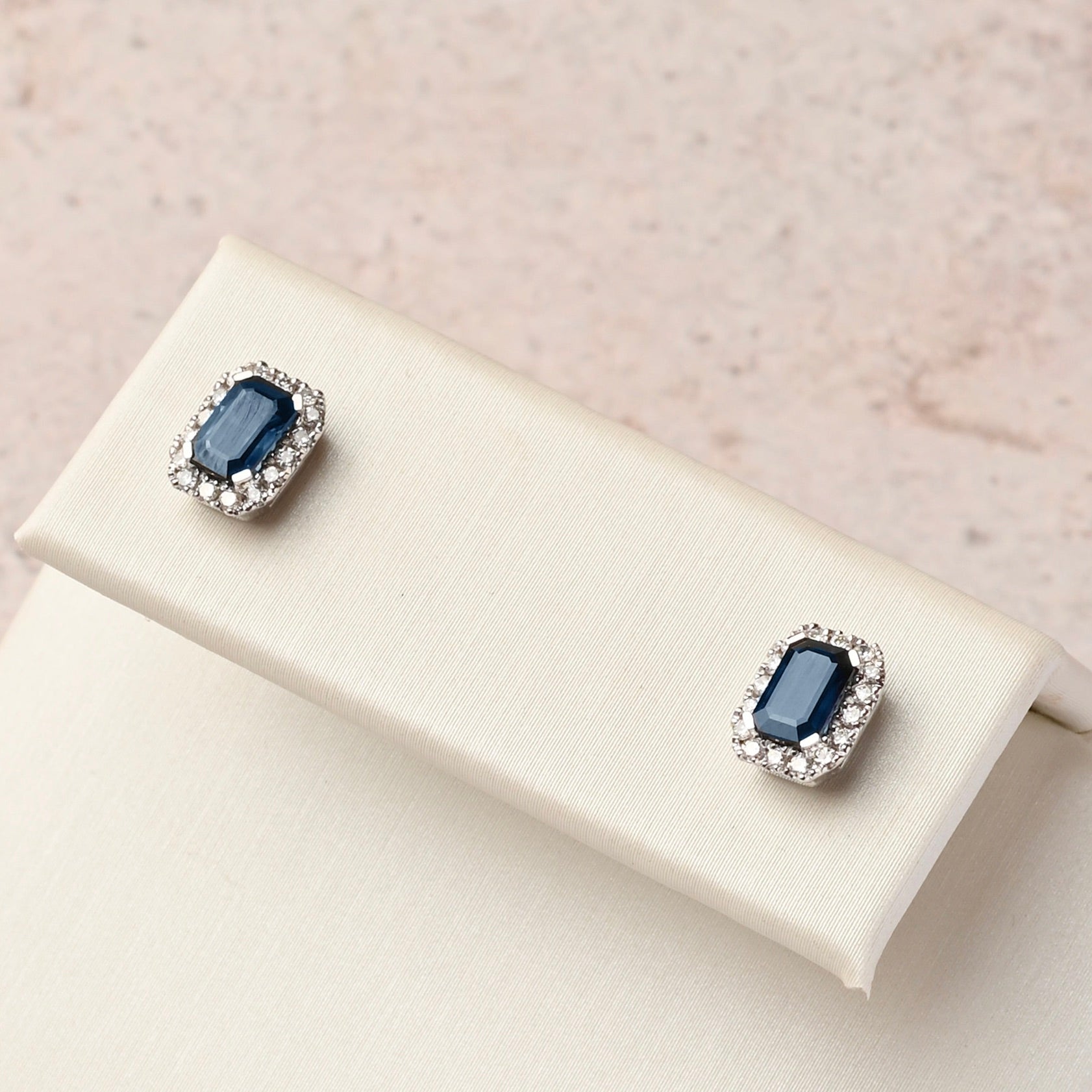 Sapphire and Diamonds Halo Studs