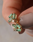 Mini Baguette Emerald Studs