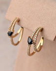 Double Line Saphire Oval Hoops