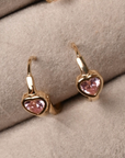 Sparkling Pink Heart Hoops