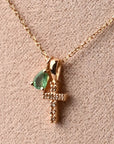 Emerald and Diamond mini Cross