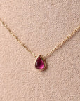 Small Ruby and Emerald Bezel Pendant Necklace