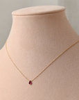 Small Ruby and Emerald Bezel Pendant Necklace