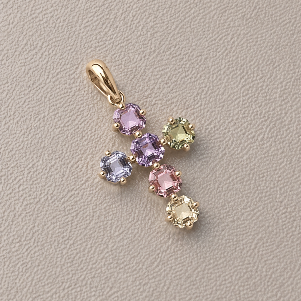 Pastel Rainbow Sapphire Cross