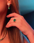 Emerald Diamond Claw Earrings