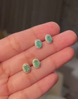 Emerald Oval Halo Studs